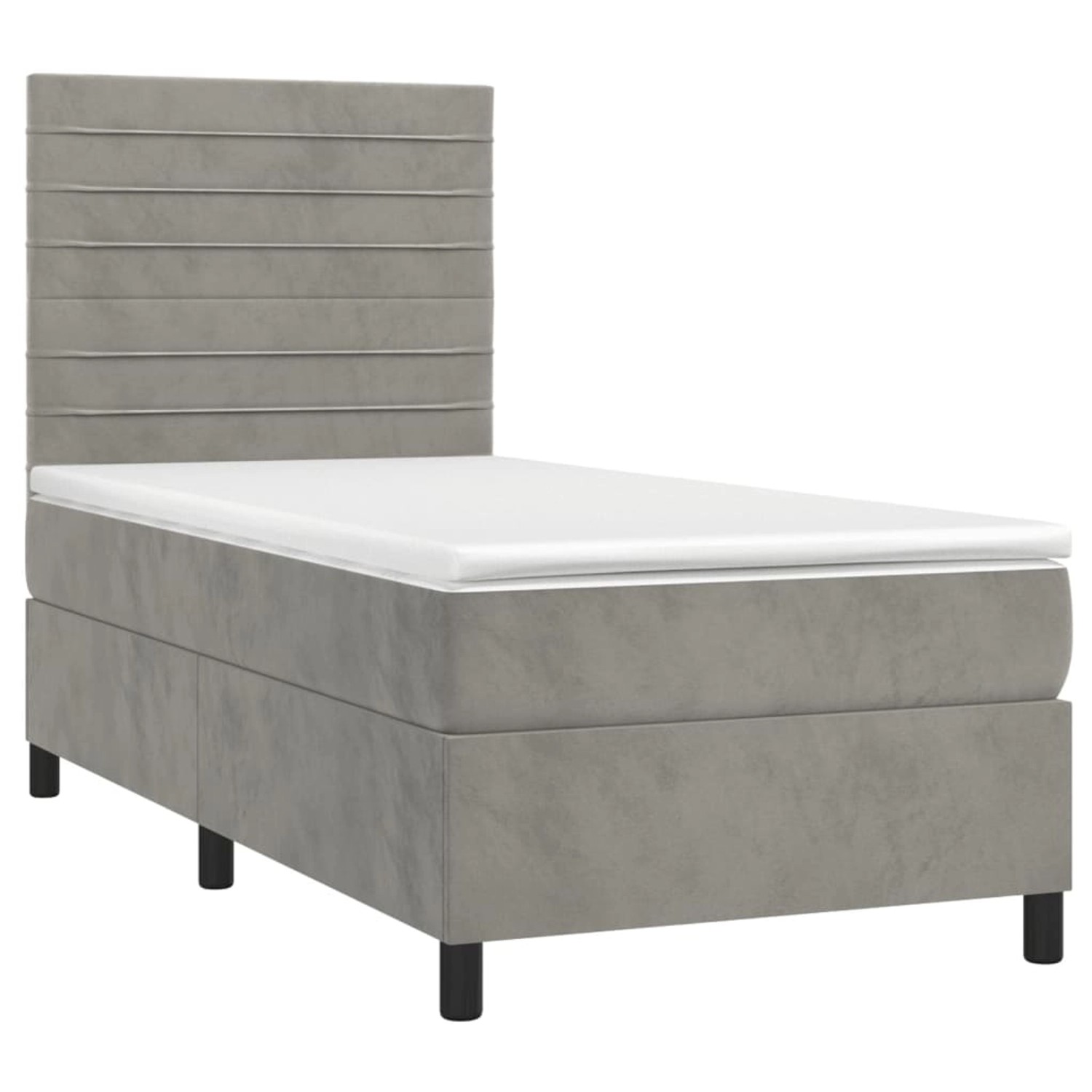 vidaXL Boxspringbett mit Matratze & LED Hellgrau 90x200 cm Samt 3136161 günstig online kaufen