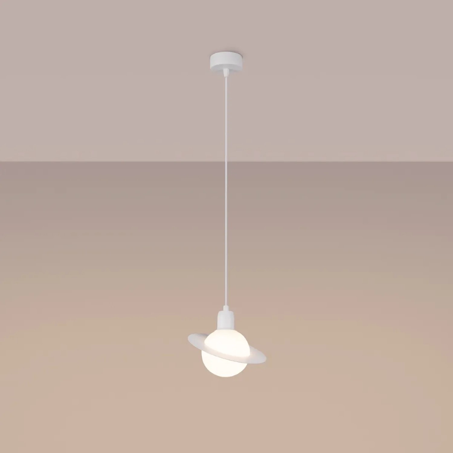 Weiße Sollux Lighting Pendelleuchte Hyperion 1 im modernen Design.