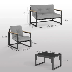 Outsunny Gartenmöbel Set Stahl Polyester 114L x 70B x 67H cm Hellgrau