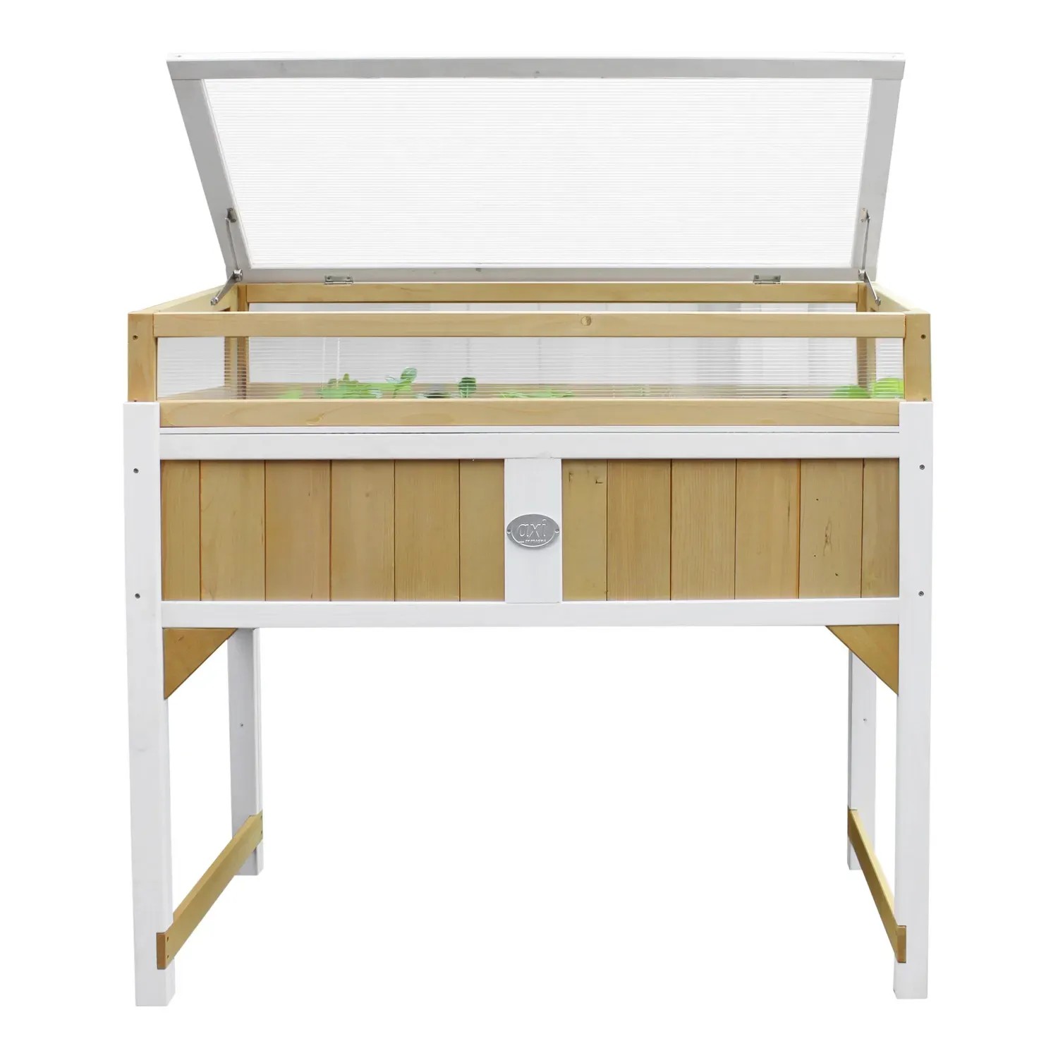 Axi Hochbeet mit Gewächshaus, braun-weiß, 120x54x120 cm. Holzhochbeet mit abnehmbarem Aufsatz.