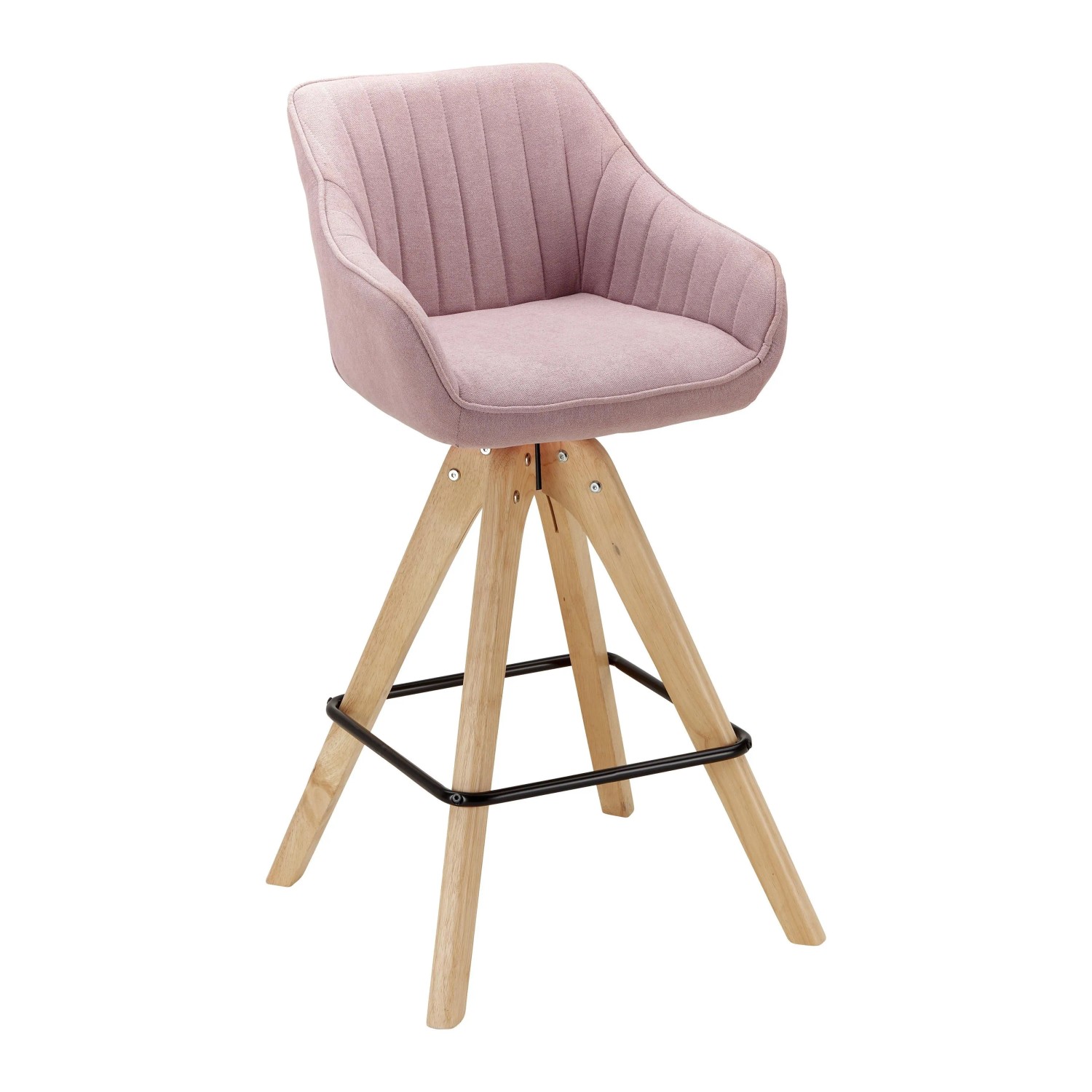 Bessagi Home Barhocker Leonie Rosa Webstoff Drehbar Gepolstert