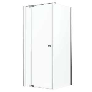Eckdusche Brava Frame mit Drehtür, Festteil und Chrom-Wandprofil, 90x90x200 cm, DIN links.