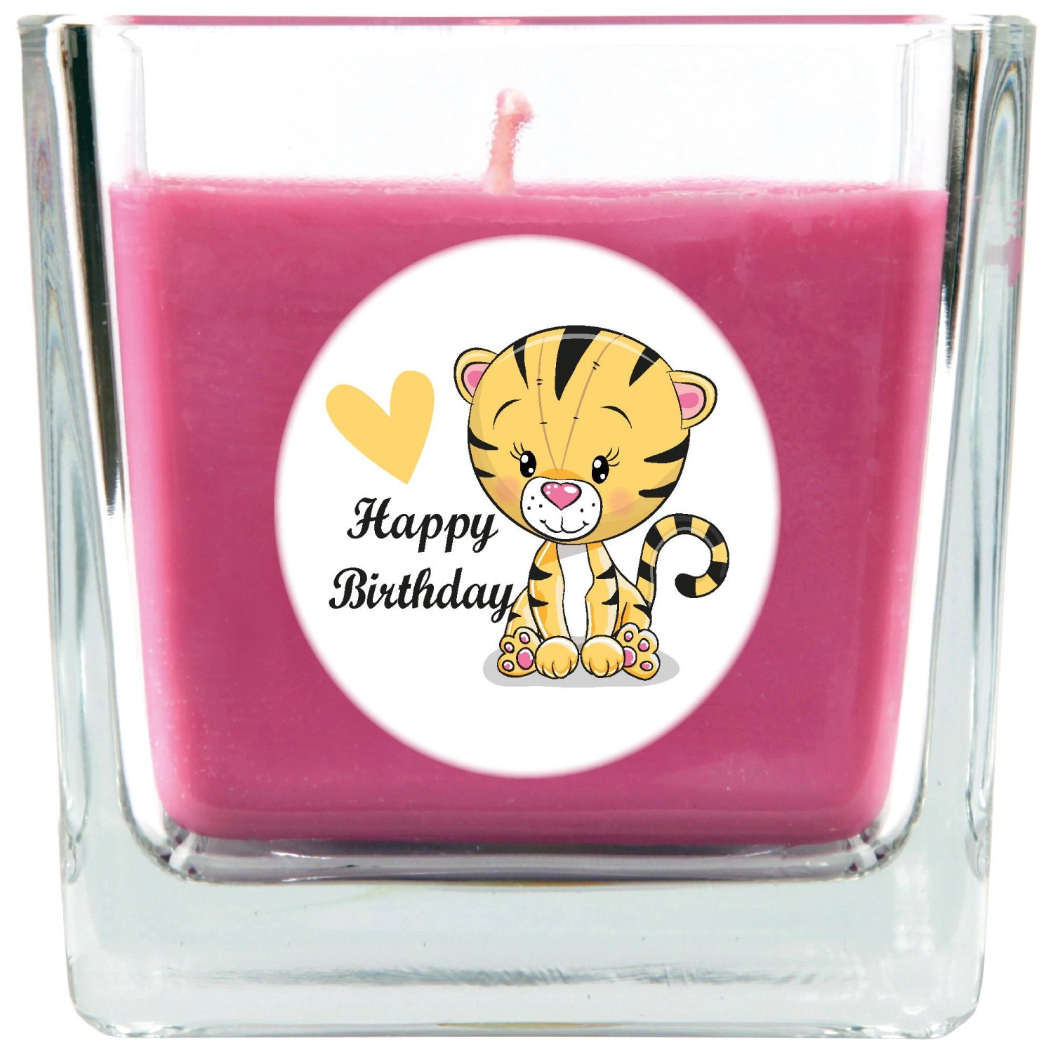 HS Candle Duftkerze & Glas Happy Birthday Viereck Lavendel Tiger günstig online kaufen