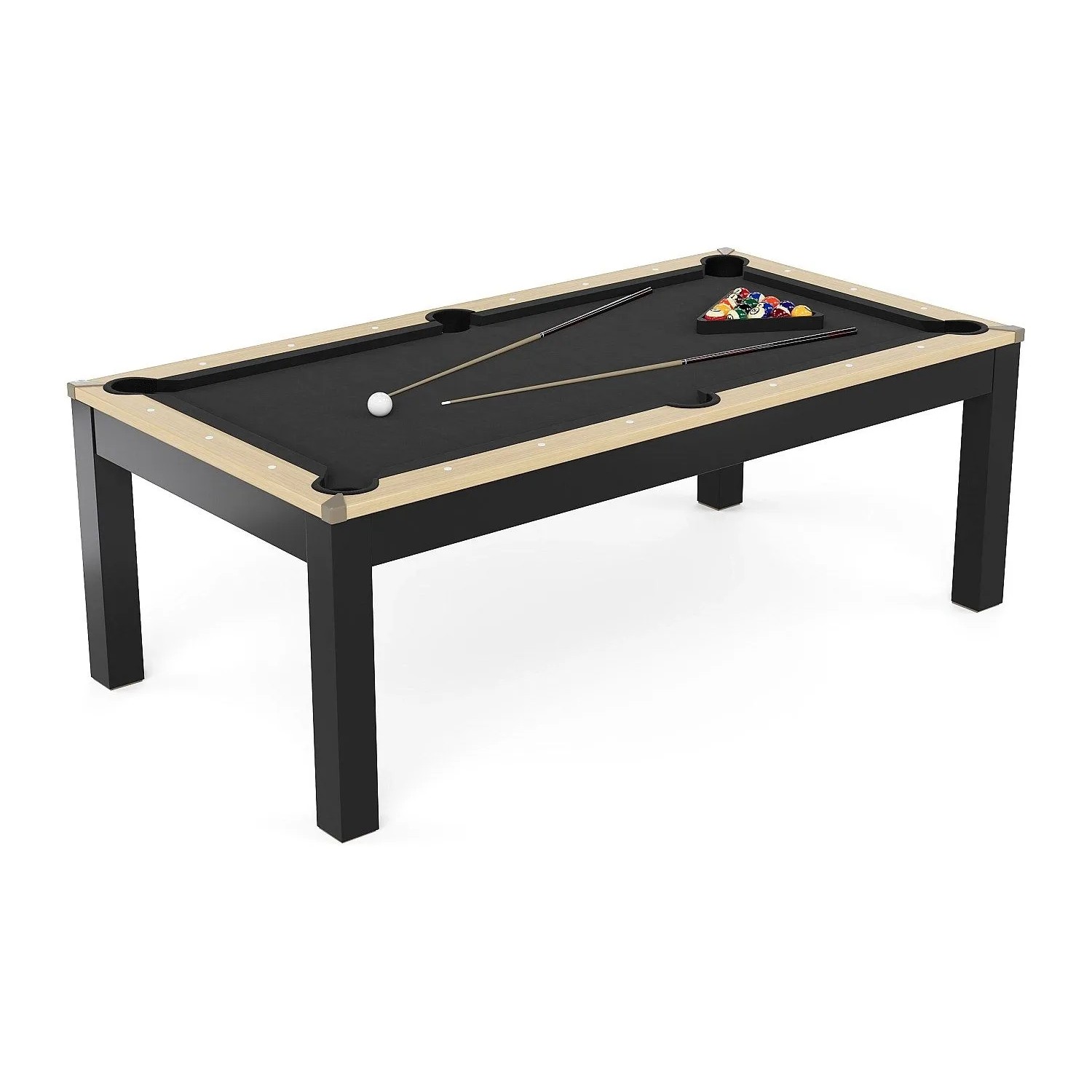 Vente-unique Billardtisch Balthazar Schwarz  Naturfarben Hell 213.4 cm