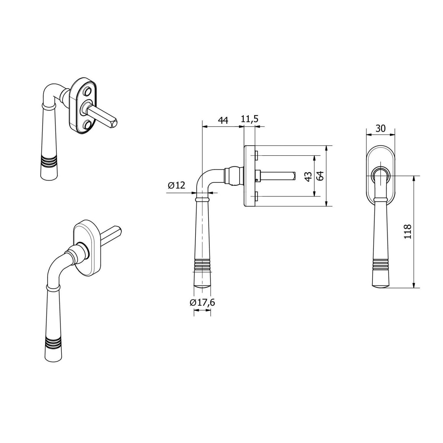 SOTECH Fenstergriff FREJA Messing Poliert mit Befestigungsmaterial_4