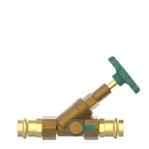 Kirchhoff Schrägsitzventil 15 mm mit Entleerung, Pressfitting für Sanitär- und Heizungsinstallation.