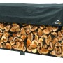 ShelterLogic Kaminholzregal mit Wetterschutz, gefüllt mit Holzscheiten.