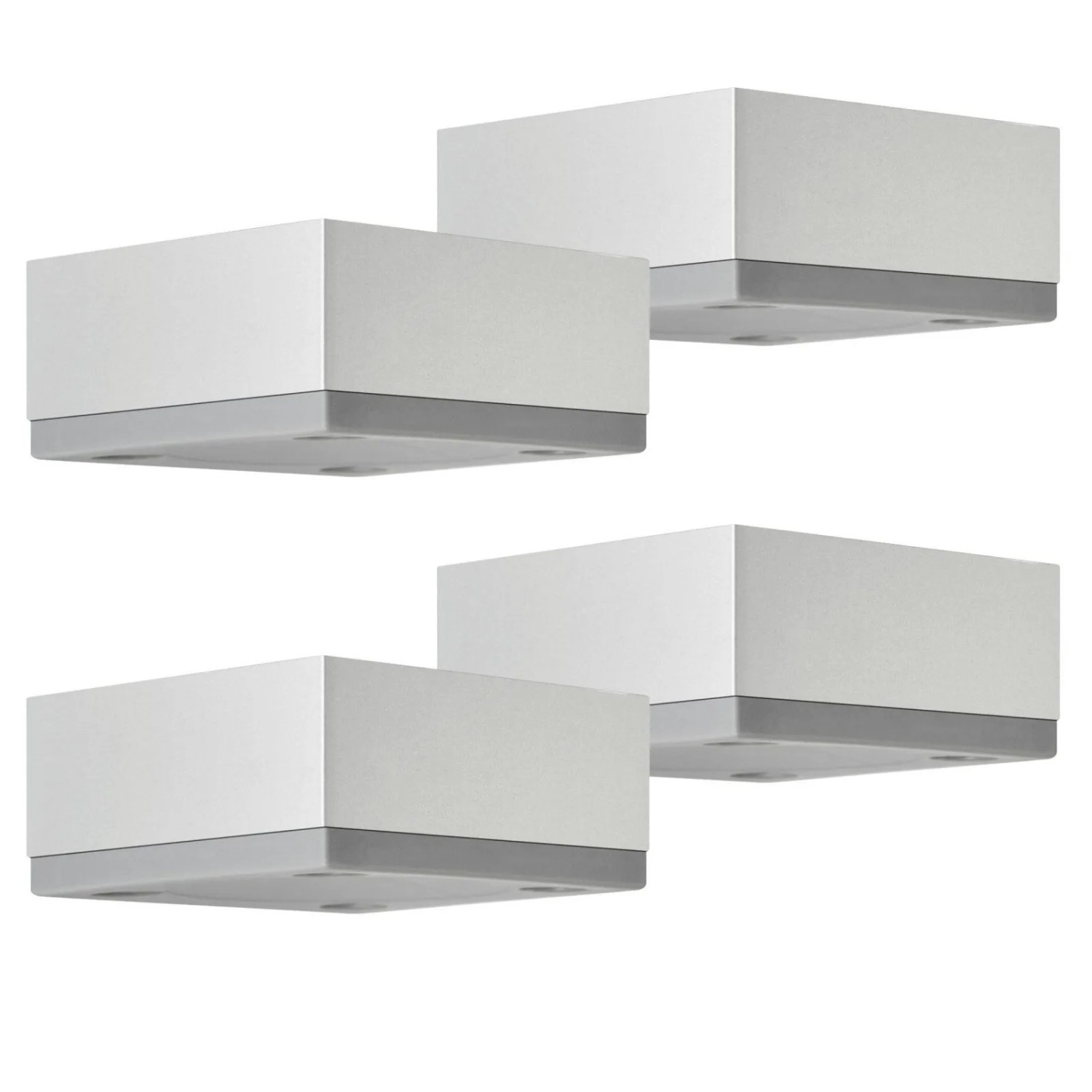 SOTECH 4er Set Möbelfüße MOTEL 65 x 65 mm Höhe 25 mm Silberoptik Eloxiert