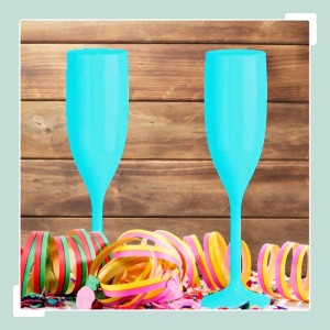 Relaxdays Sektgläser 12er Set Kunststoff Türkis Bruchsicher 21 cm x 6 cm 60 g