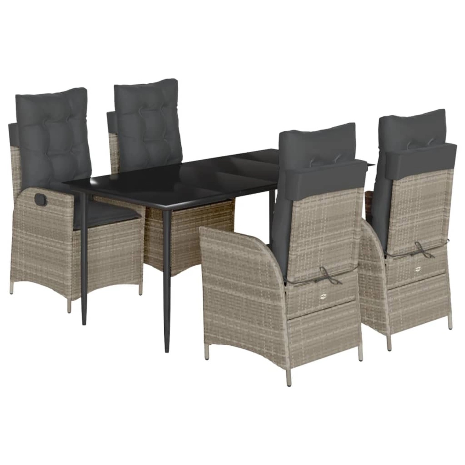 vidaXL 5-Tlg Garten-Essgruppe mit Kissen Hellgrau Poly Rattan 3213278 günstig online kaufen
