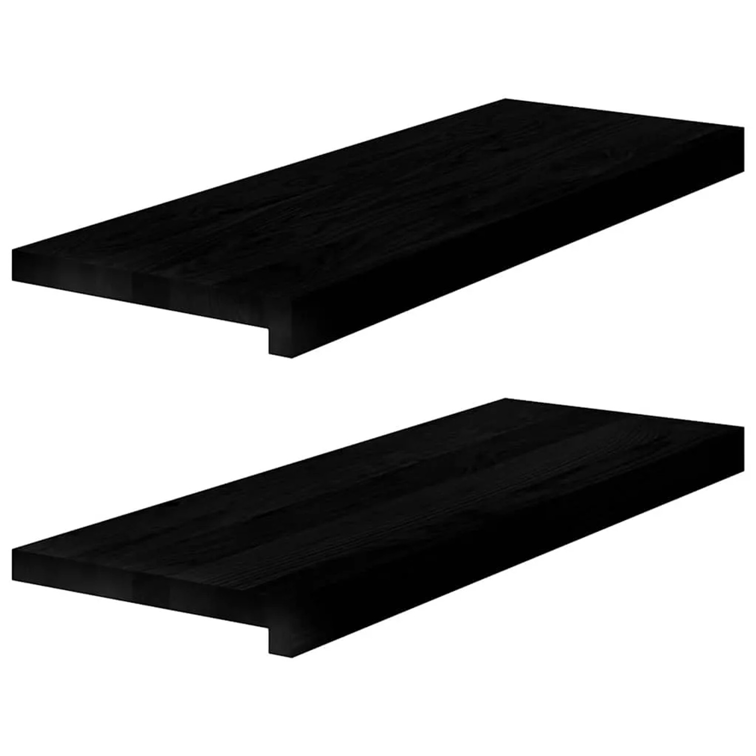 Zwei dunkelbraune Treppenstufen aus Eichenholz, 70x25 cm. Massivholz für Treppen und Fensterbänke.