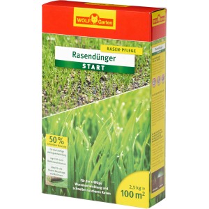 Wolf-Garten Rasendünger Start LH 100, 2,5 kg für kräftigen Rasen.