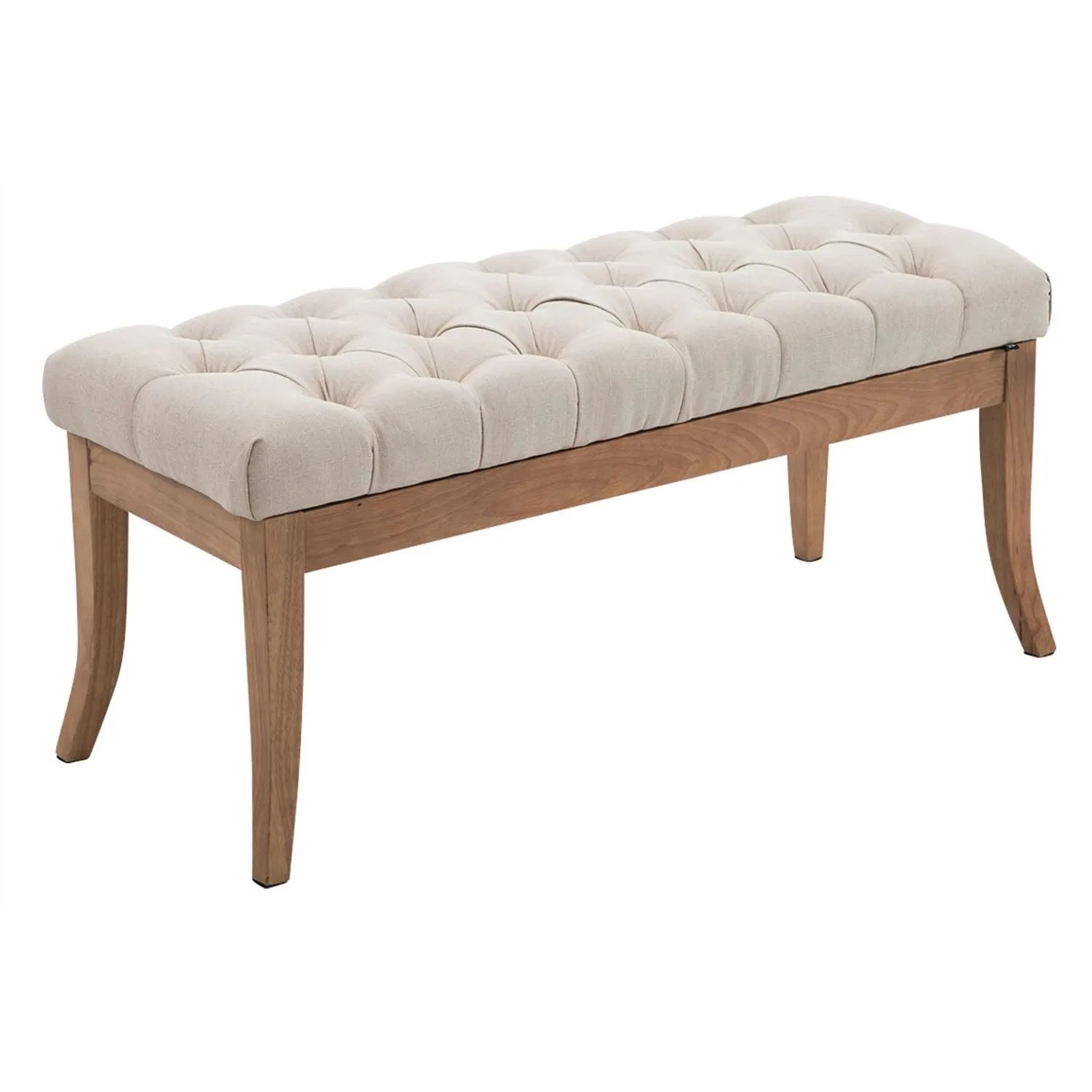 DELUKE Sitzbank CANNES Stoff Creme 100x38x46cm Hellbraun Sitzbank Flur Sitzhocker Esszimmerbank Polsterbank Schlafzimmer