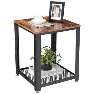 Songmics Nachttisch Daxton mit Gitterablage Industrie-Design Braun-Schwarz