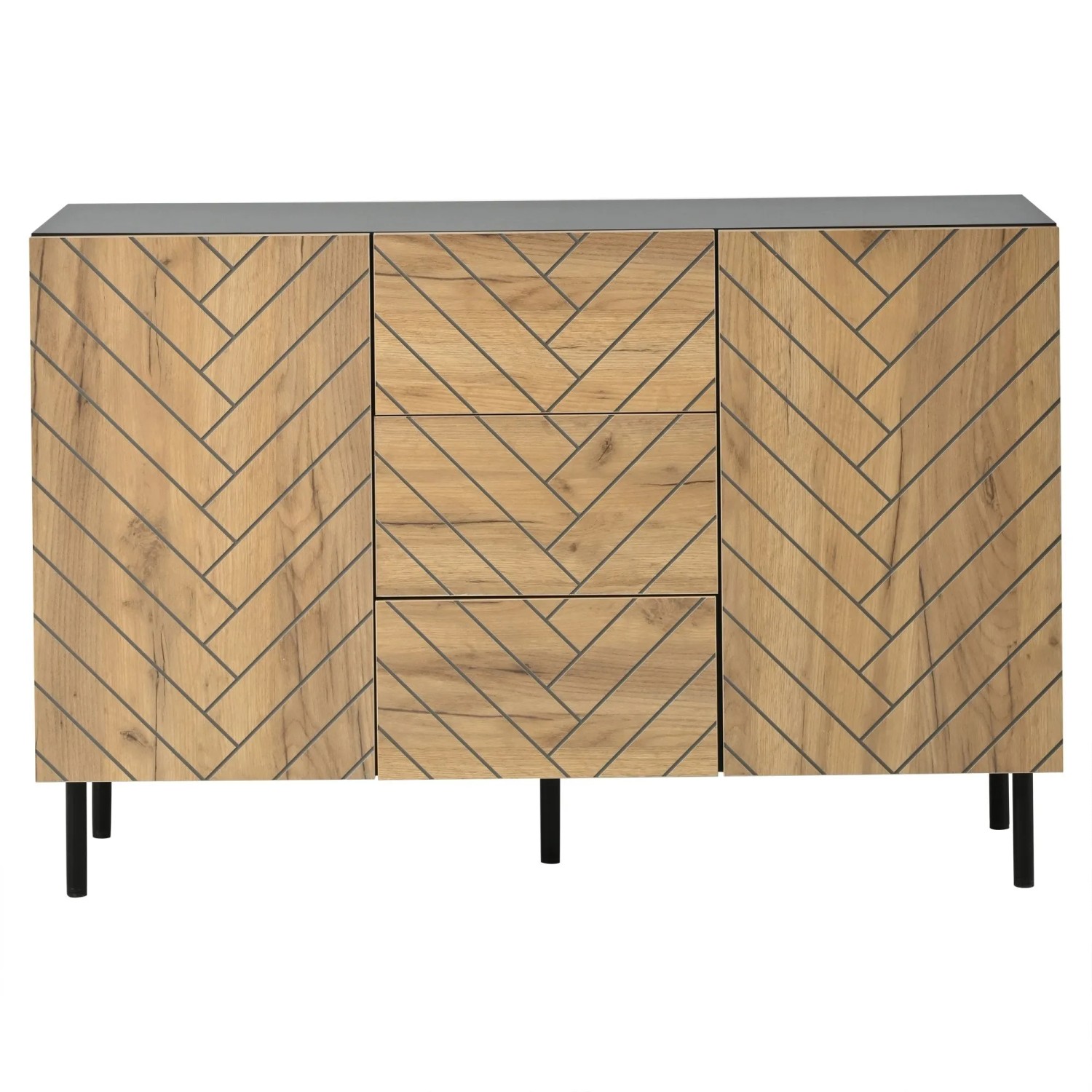 Merax Sideboard 120x40x76 cm 3 Schubladen 2 Türen Stauraum