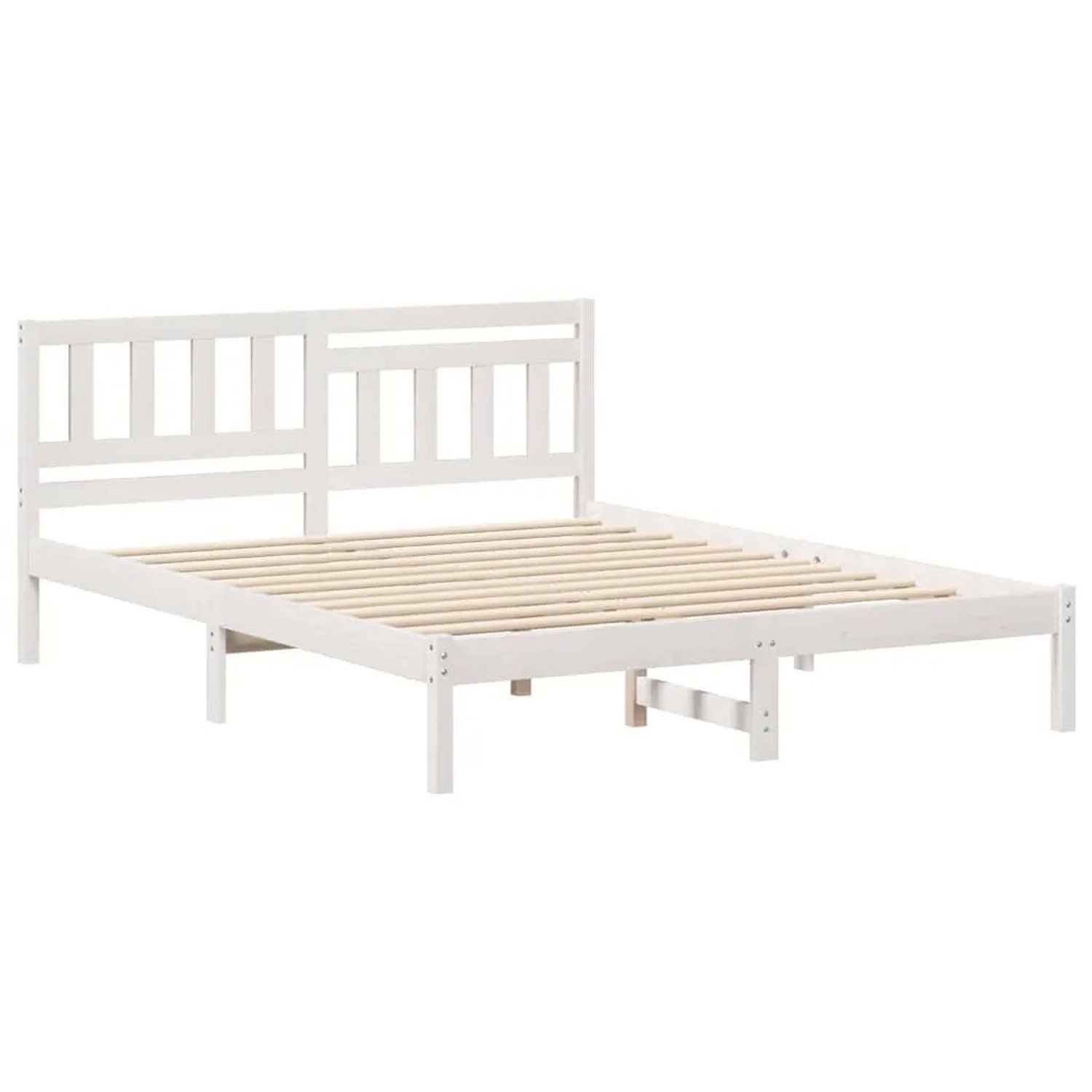 vidaXL Bettrahmen mit Kopfteil Weiß 150 x 200 cm Massives Kiefernholz 872228