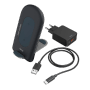 Hama Wireless Charger-Set, QI-FC15S, kabellose Ladestation 15W in Grau mit Ladekabel und Netzteil.