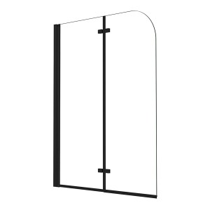 AICA Badewannenaufsatz, 100x140cm, schwarz, 2-teilig, Faltwand aus ESG Sicherheitsglas.