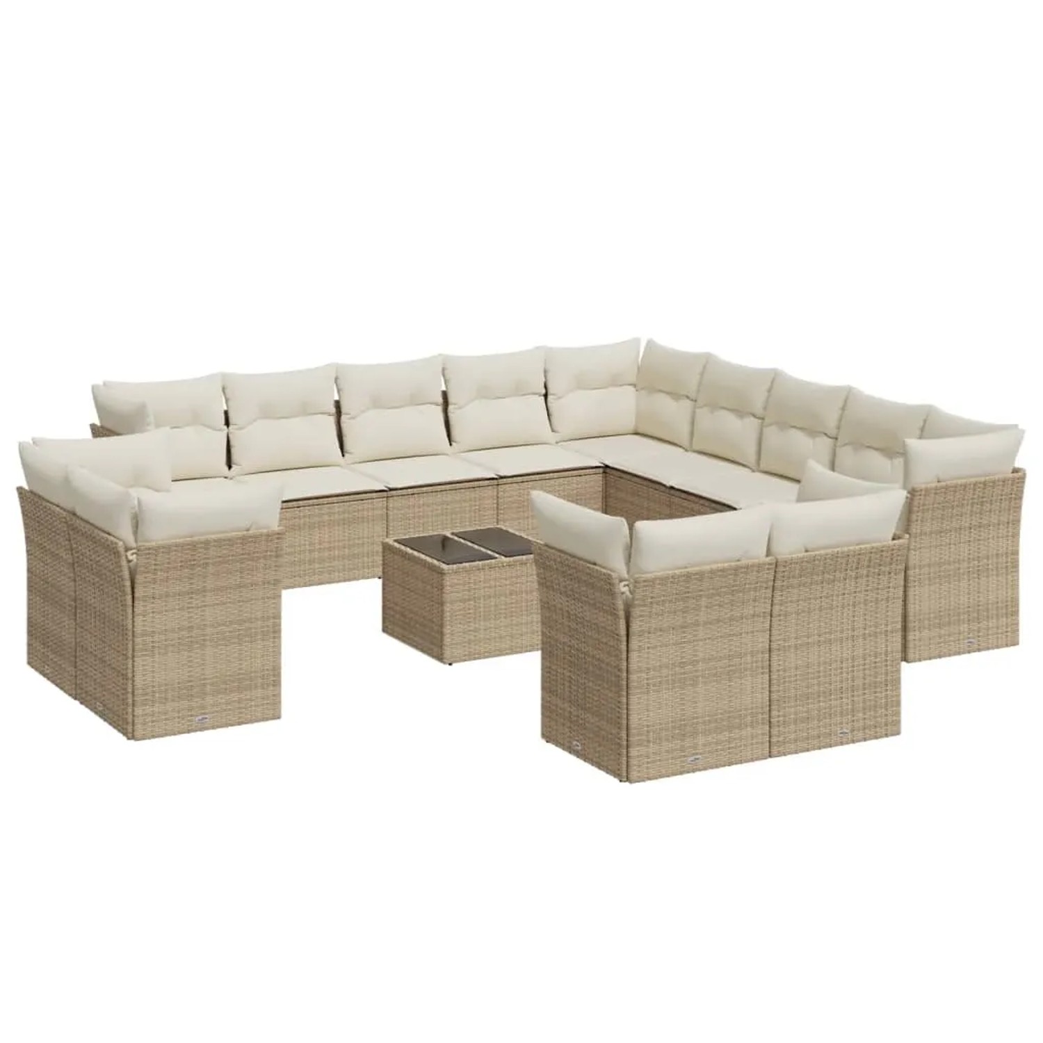 vidaXL 14-Tlg Garten-Sofagarnitur mit Kissen Beige Poly Rattan 3250397 günstig online kaufen