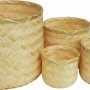 Pflanztopf-Set aus Bambus in Naturtönen, verschiedene Größen.