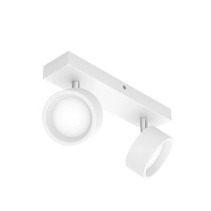 Weiße Philips Bracia LED-Spotleuchte, 2-flammig, mit verstellbaren zylindrischen Strahlern für Decke oder Wand.