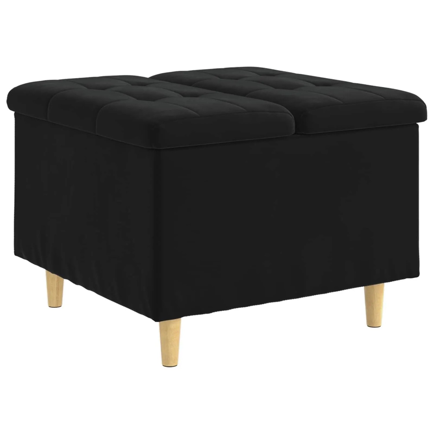 vidaXL Aufbewahrungsottomane mit Kissen Schwarz 60 x 60 x 45 cm Samt 876829