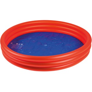 Rotes Happy People Planschbecken, Ø 175 cm, mit 3 Ringen und blauem Innenboden.