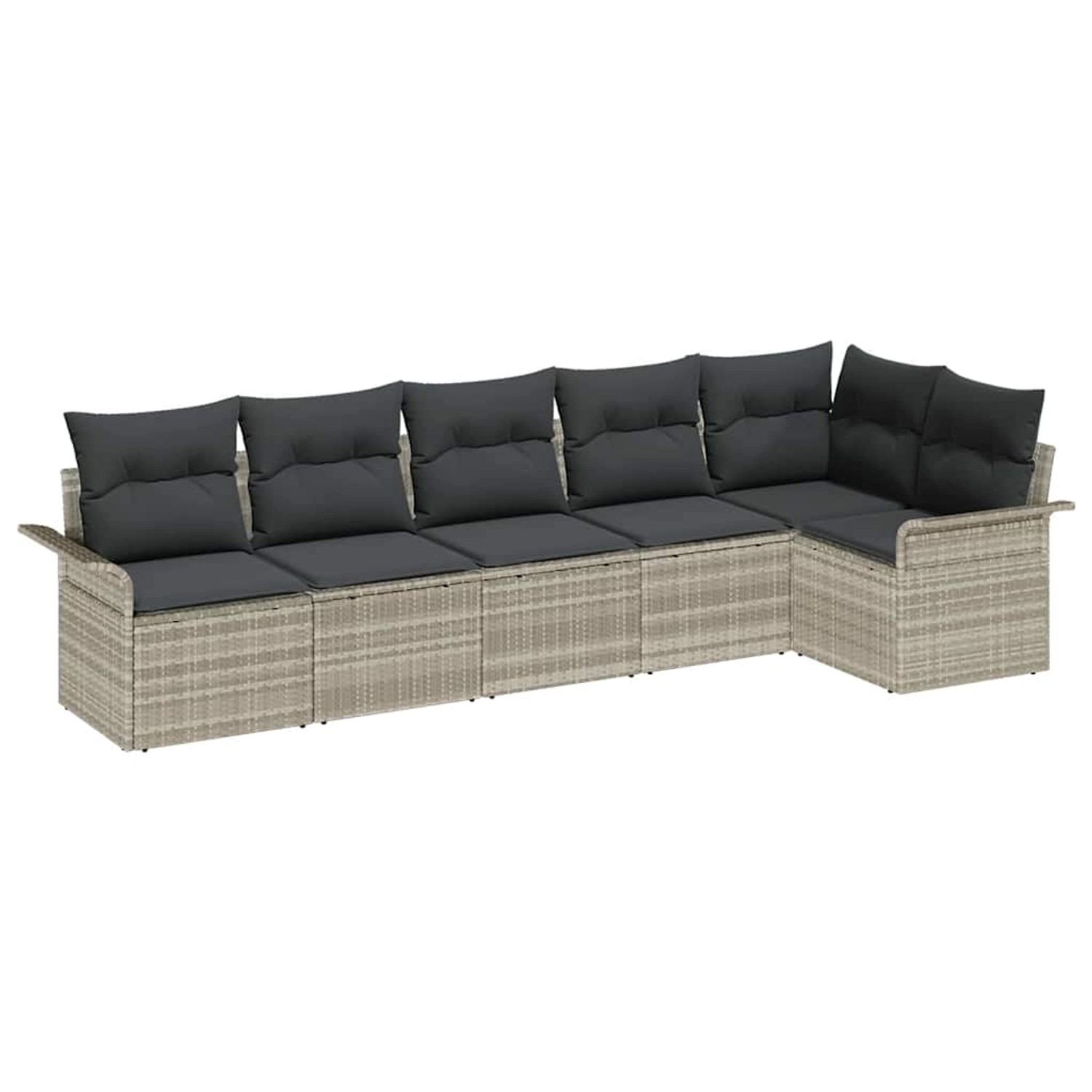 vidaXL Garten-Sofa-Set mit Kissen 6-Tlg Hellgrau Poly Rattan 3345382 günstig online kaufen