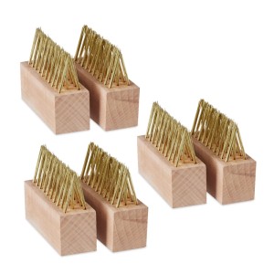Relaxdays Fugenbürste 6er Set Buchenholz Stahl Natur Gold Für Stiel 7,5 cm x 10 cm x 3,5 cm