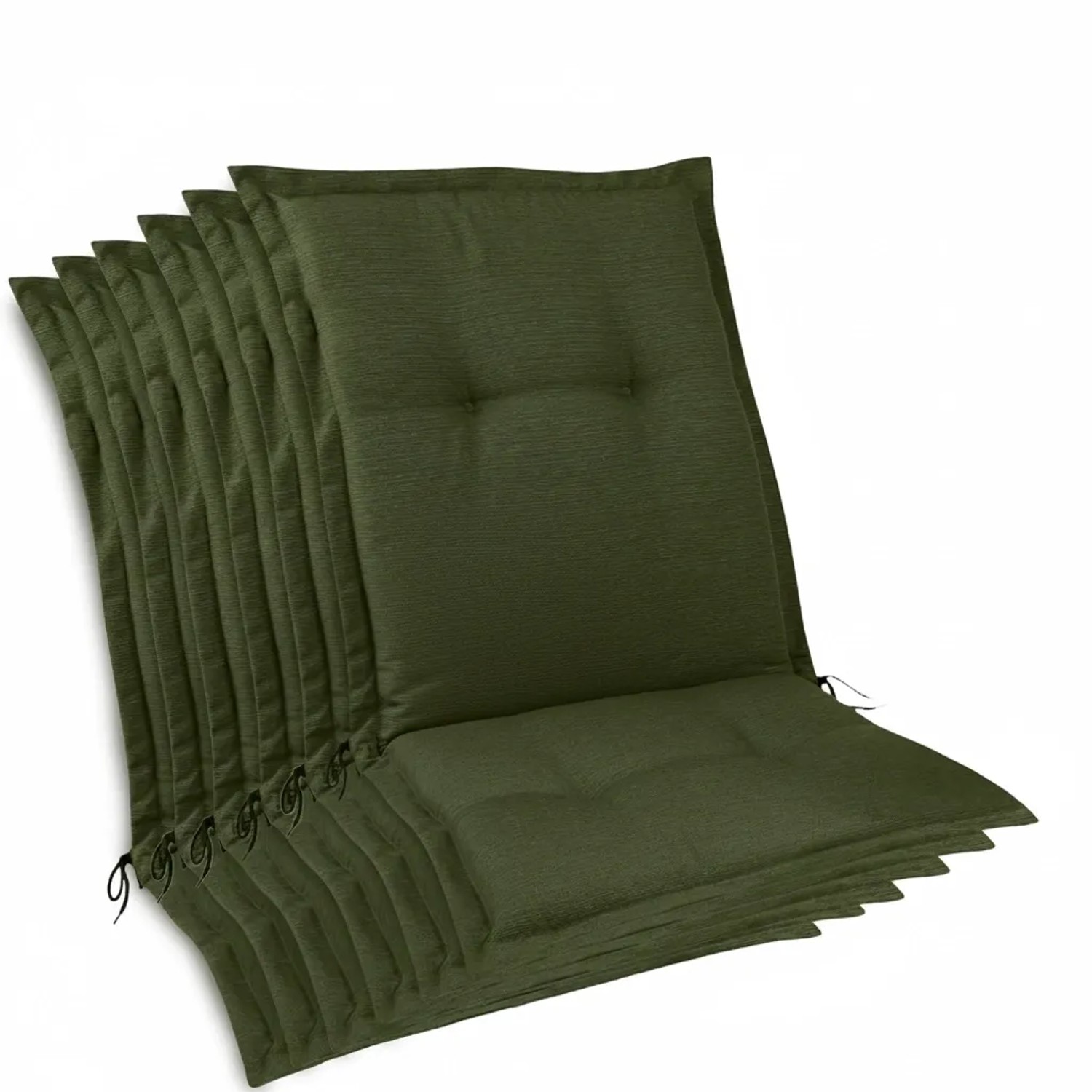 Beautissu 6er Set Premium Auflage Niedriglehner 105x50x7cm Dunkelgrün