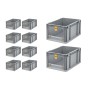 Graue PROREGAL Eurobox NextGen mit gelbem Cover, 20 Liter, für Lagerung und Transport.