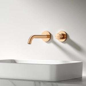 Emke Waschtischarmatur Unterputz für Wandmontage Rosengold Wasserhahn Badarmatur