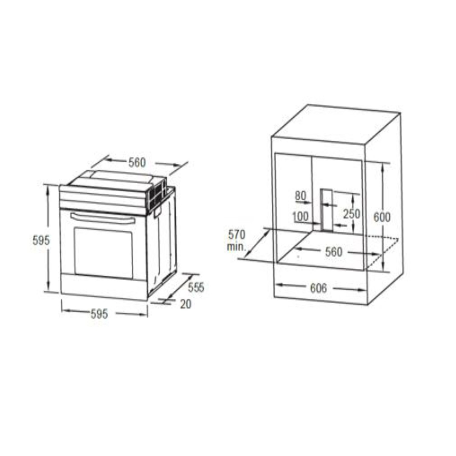 Skizze der Optifit Winkelküche Optikoncept Arvid 270 cm Weiß mit Maßangaben.