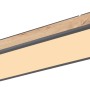 Rechteckige LED-Deckenleuchte Doro mit Holzrahmen und Fernbedienung.