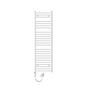 Weißer, elektrischer LuxeBath Badheizkörper, 400x1500 mm, mit Heizstab.