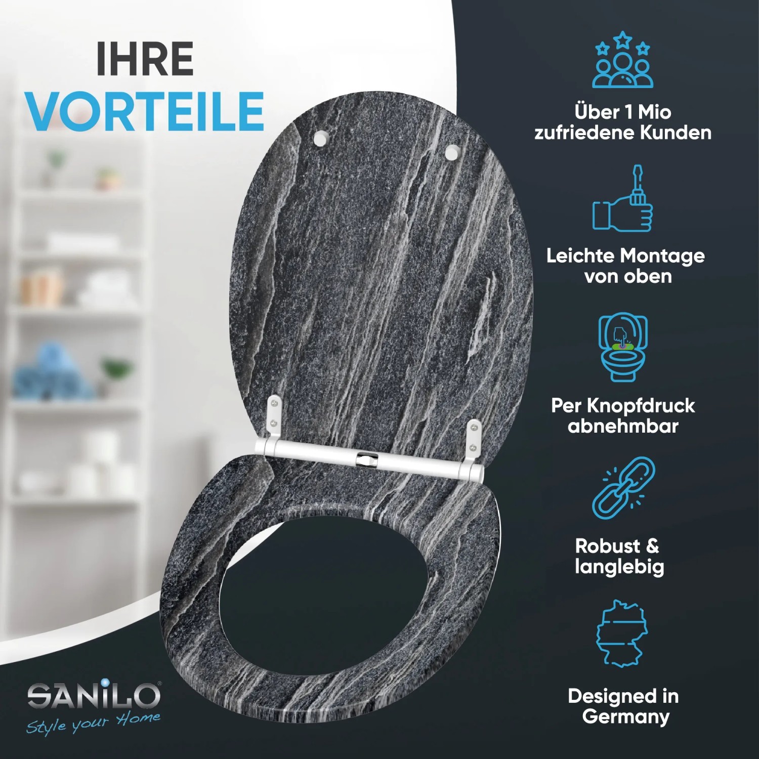 Sanilo WC Sitz Absenkautomatik Top Fix Schiefer kaufen bei OBI
