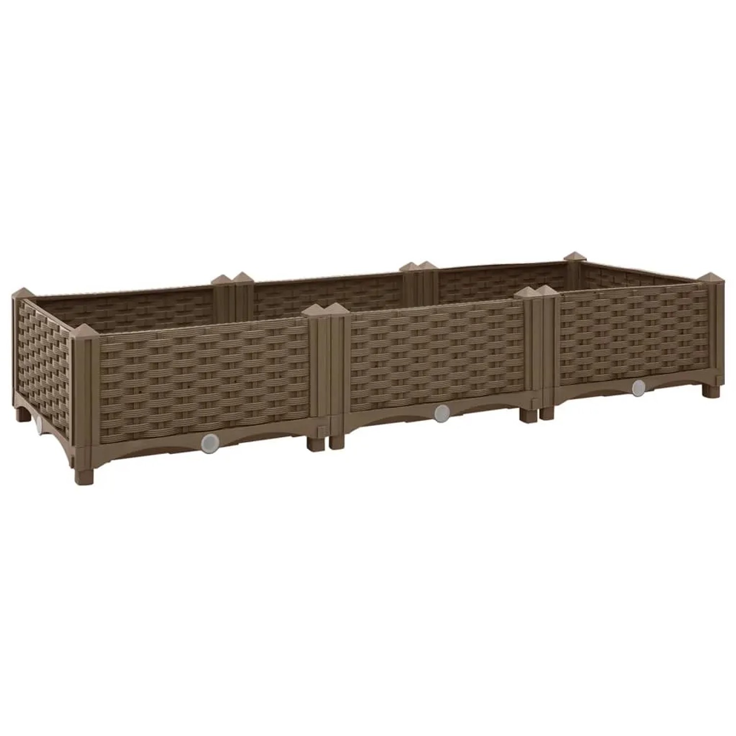 Braunes furnicato Hochbeet (120x40x23 cm) aus Polypropylen für Garten, Balkon oder Terrasse.