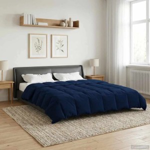 vidaXL Sommerdecke Gepolstert Dunkelblau 220 x 240 cm Mikrofaser 42025974