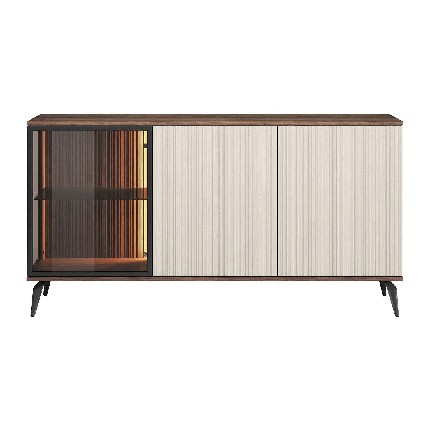 Vente-unique Sideboard Janeya Naturfarben Dunkel  Beige 154 cm