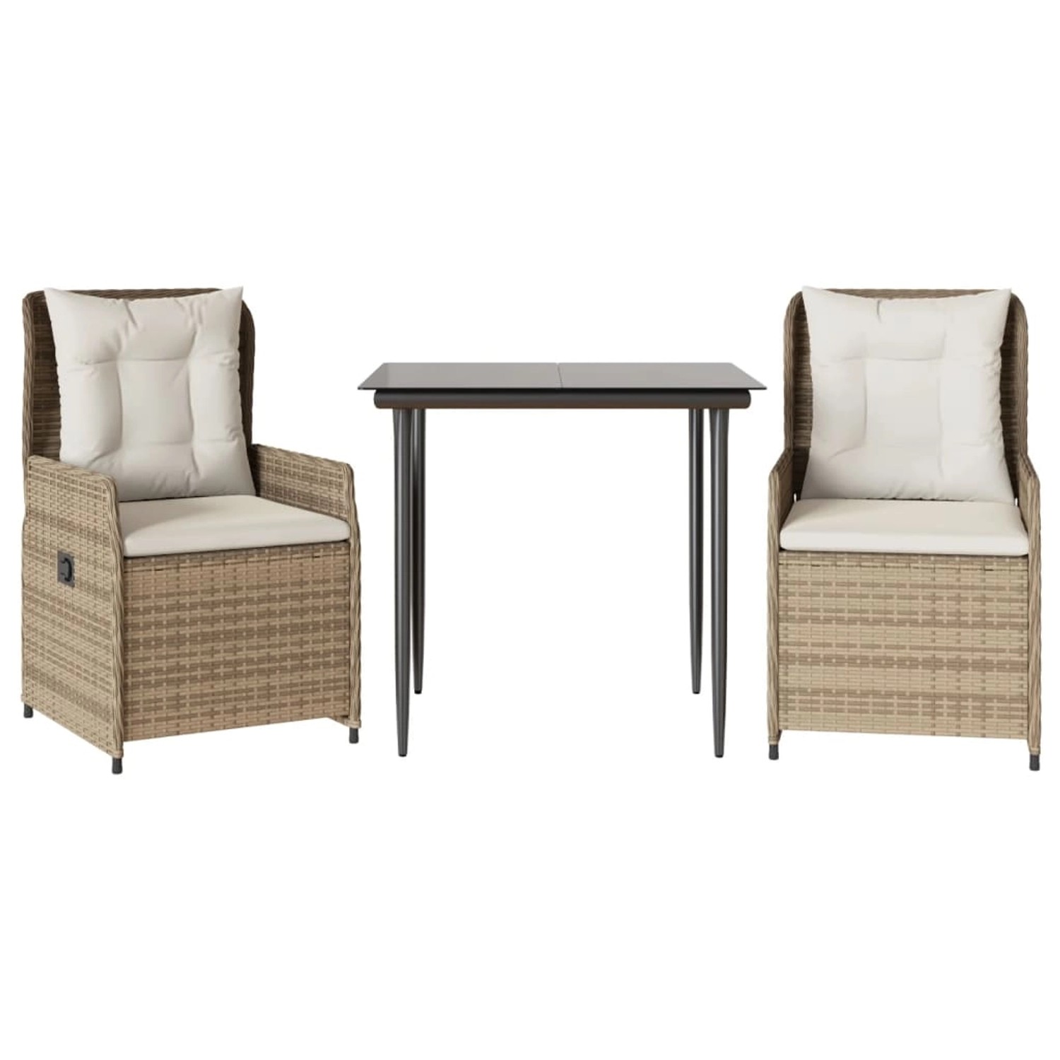 vidaXL 3-Tlg Garten-Essgruppe mit Kissen Beige Poly Rattan 3262882 günstig online kaufen