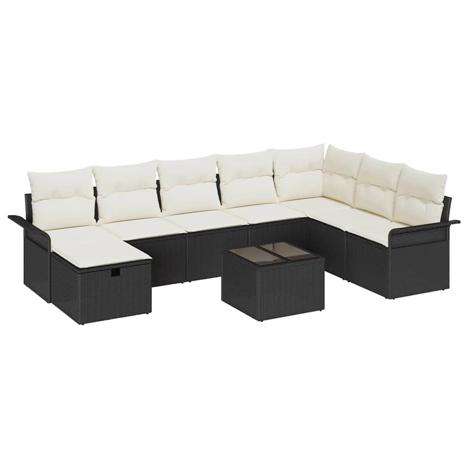 vidaXL Garten-Sofa-Set mit Kissen 9-Tlg Schwarz Poly Rattan 3360268 günstig online kaufen