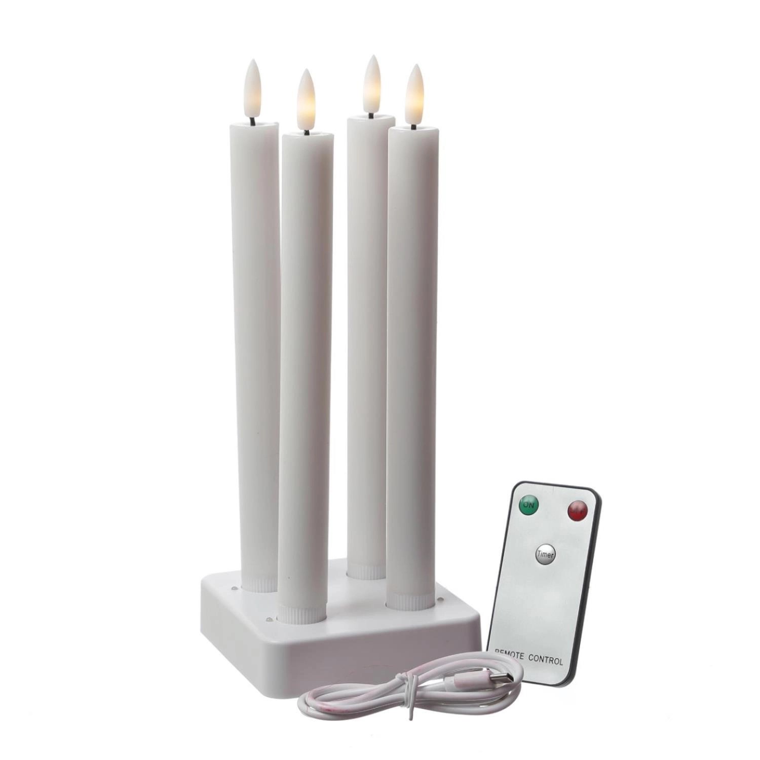 Marelida LED Stabkerzen LISA Tafelkerzen Dinnerkerzen Wiederaufladbar Weiß günstig online kaufen