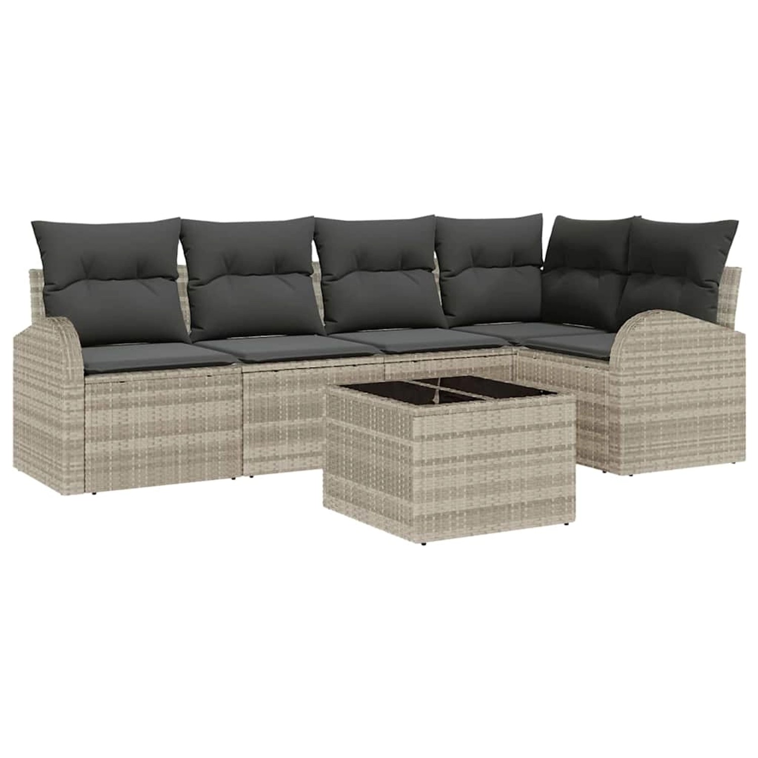 vidaXL Garten-Sofa-Set mit Kissen 6-Tlg Hellgrau Poly Rattan 3346052 günstig online kaufen