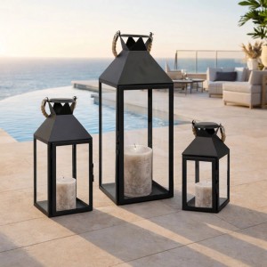 Mojawo 3tlg Gartenlaternen Windlicht Stalllaterne Laterne H25 40 51cm Metall Schwarz