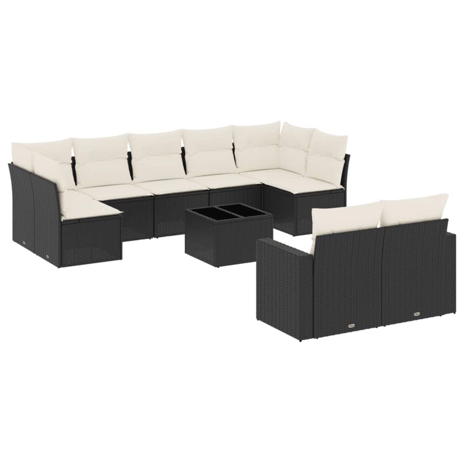 vidaXL 10-Tlg Garten-Sofagarnitur mit Kissen Schwarz Poly Rattan 3219416 günstig online kaufen
