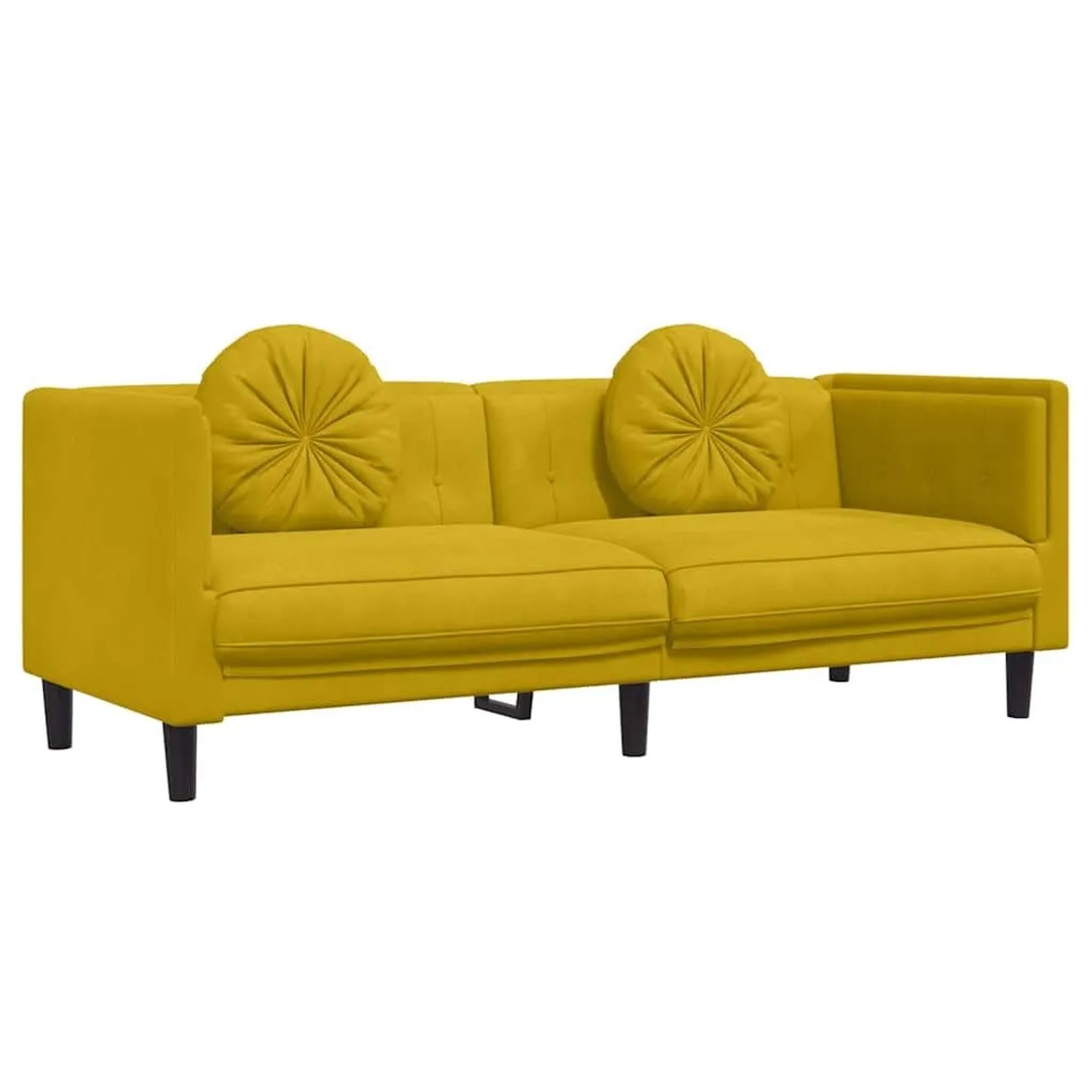 vidaXL Sofa mit Kissen 3-Sitzer Gelb Samt 372648