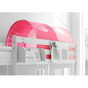 Pinker Tunnel für Hochbett/Etagenbett, Baumwolle, mit Sichtfenstern. Gemütliche Kuschelhöhle für Kinder.
