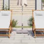 Grauer vidaXL Schirmständer aus Granit und Edelstahl auf Terrasse, mit Sonnenschirm und Liegestühlen.