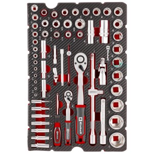Einhell Werkzeug-Pad mit Stecknüssen und Ratschen, 60-teilig, im E-Case Werkzeugset.