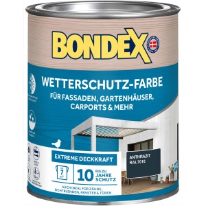 Dose Bondex Wetterschutz-Farbe, RAL 7016 Anthrazit, 750ml. Für Holz im Außenbereich.